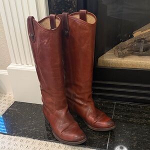 Frye Women's Red Leather Over the Knee Boots
